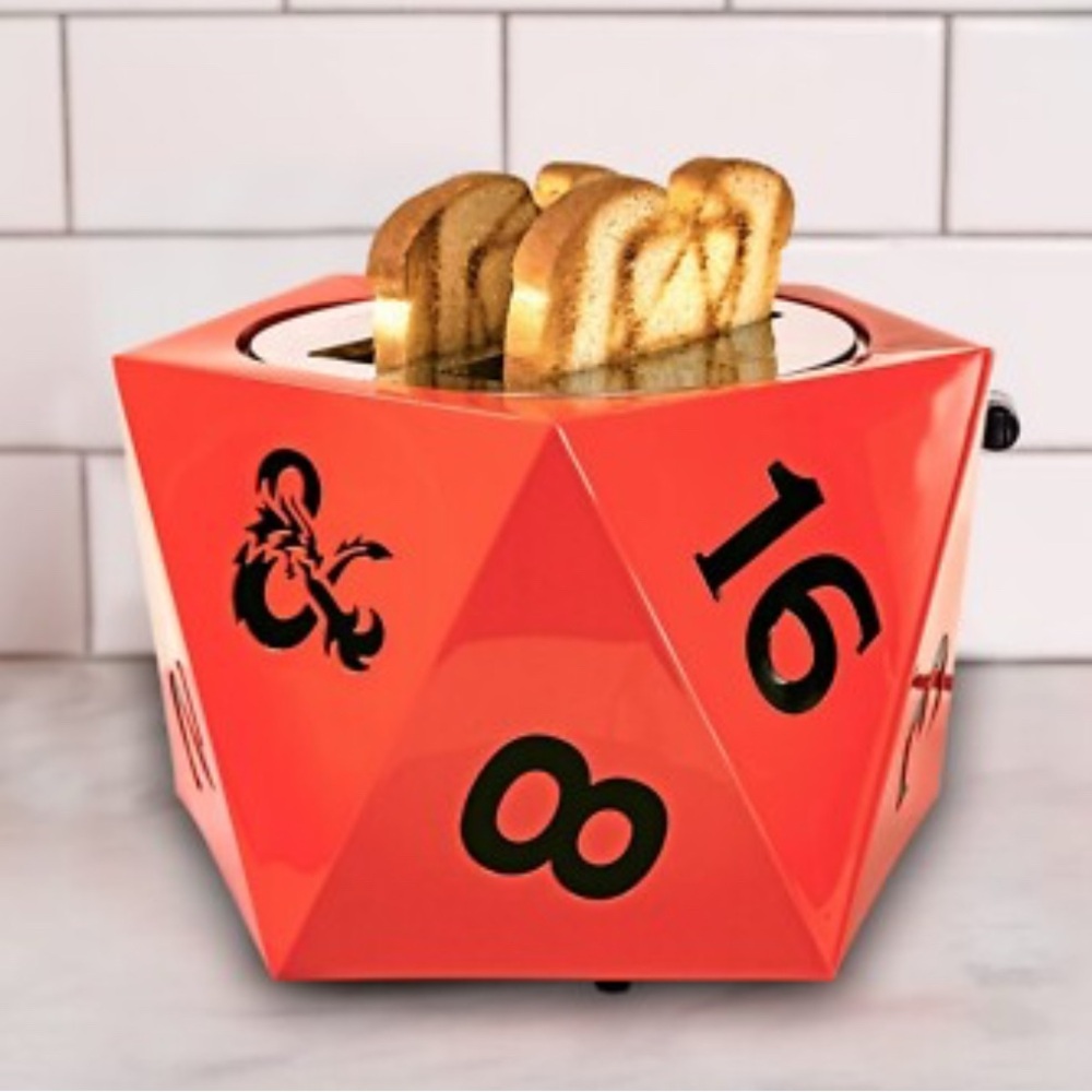 Uncanny Brands Red D&D Dice Halo Toaster Toasts Logo In Bread Display or Use